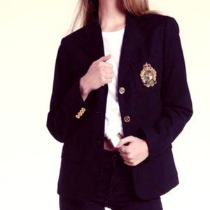 RALPH LAUREN  BLACK WOOL INSIGNIA BLAZER - NEW